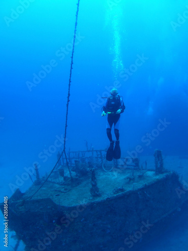 Diver on wreck
