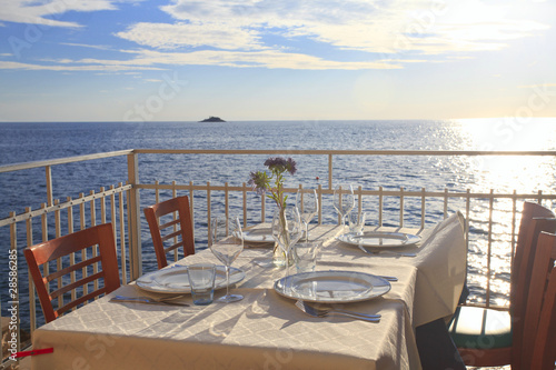 table setting by the sea