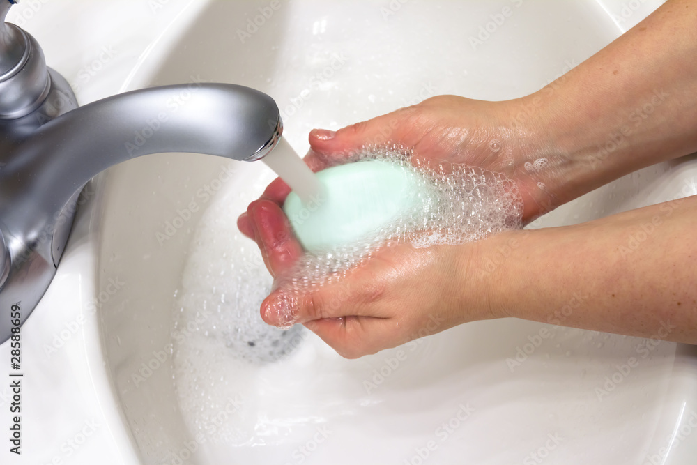 Fototapeta premium cleaning hands with soap