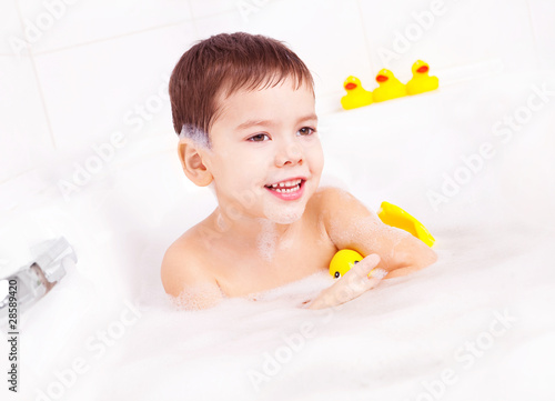 boy taking a bath