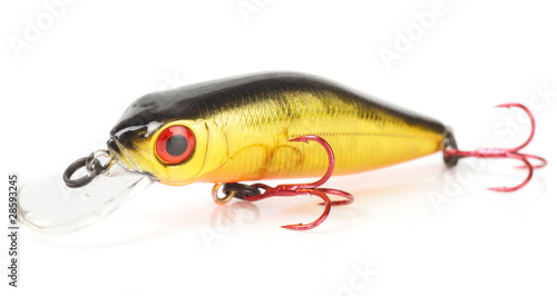 Plastic fishing lure (wobbler) isolated on white