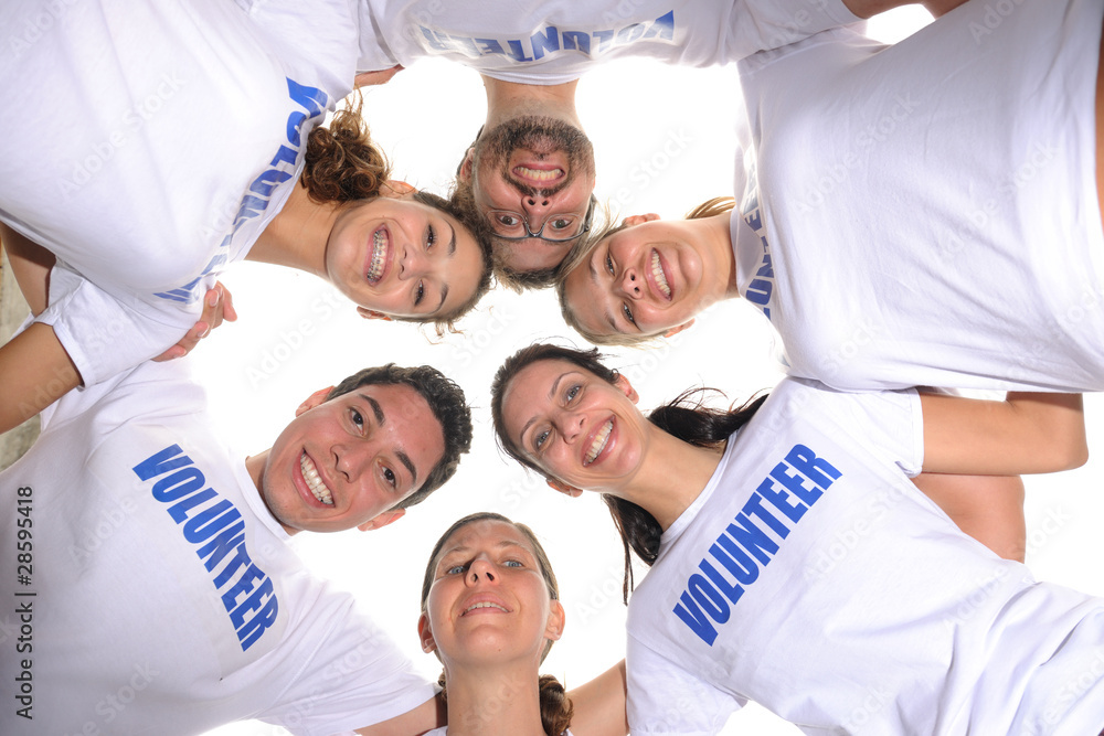 Happy volunteer group Happy volunteer group