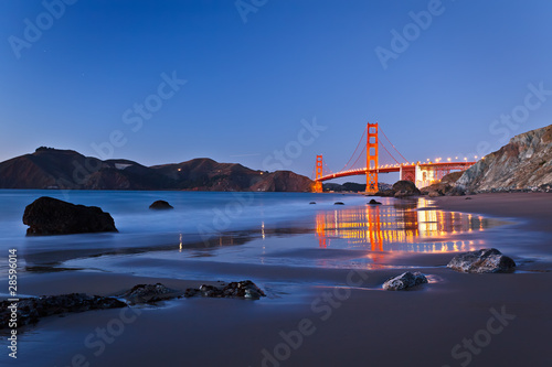 Golden Gate Bridge after sunset, San Francisco