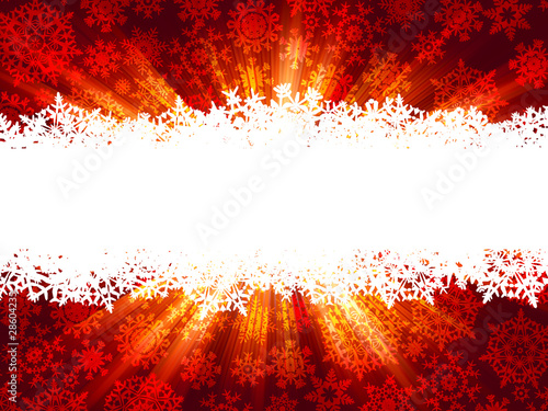 Red lights rays christmas card template. EPS 8