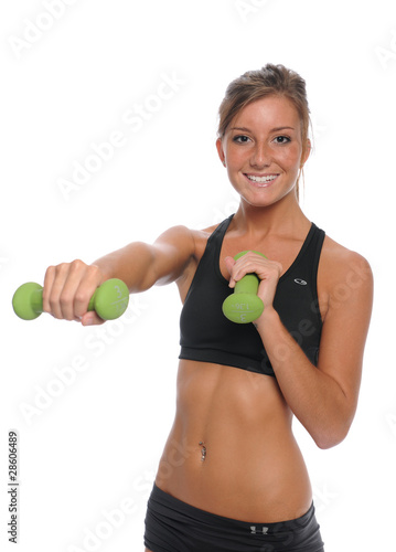Young Brunette woman with Dumbbells
