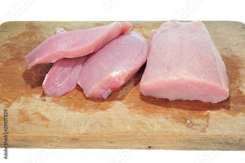 Pieces  Of  Lean Pork On A Chopping Board