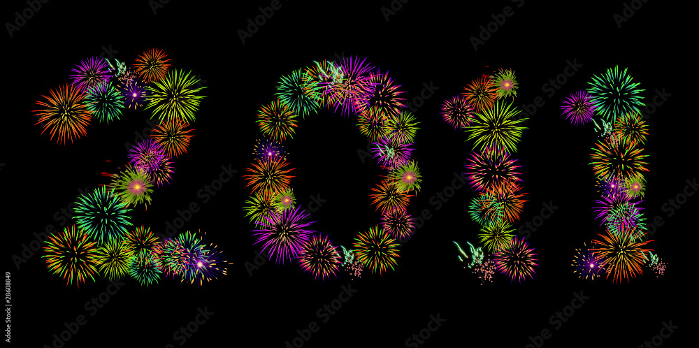 2011 fireworks vector black #000000 bg