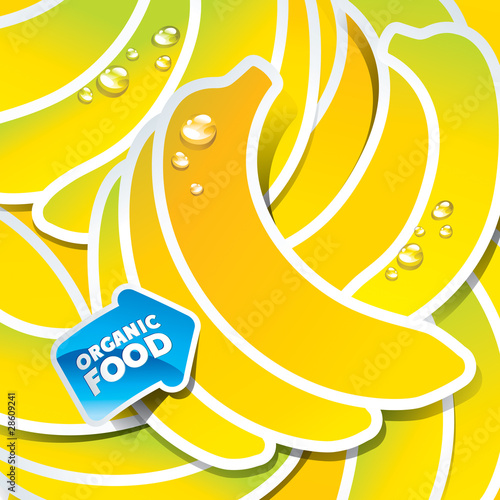 Background from bananas with an arrow by organic food