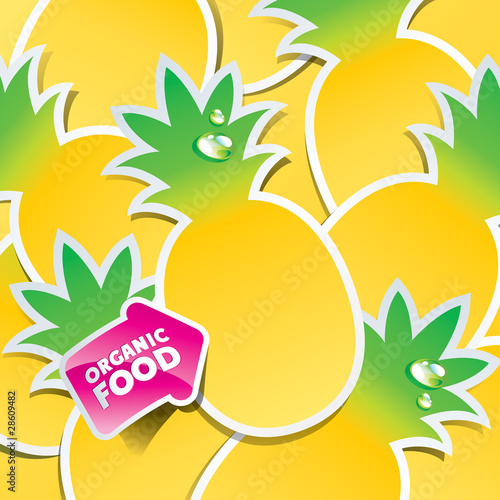 Background from pineapple with an arrow by organic food