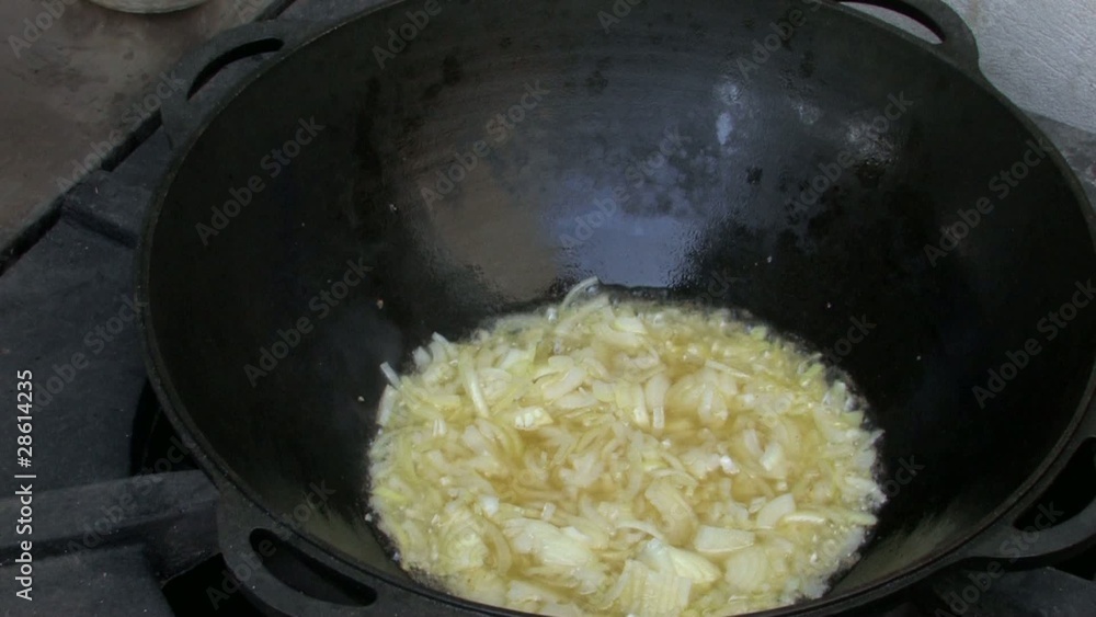 Steam from Frying onion in Wok Steam from Frying onion in Wok