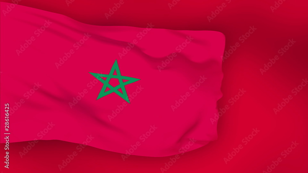 Morocco flag slowly waving. Blurred background. Seamless loop. Morocco flag slowly waving. Blurred background. Seamless loop.