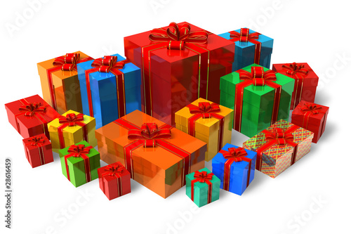 Set of color gift boxes