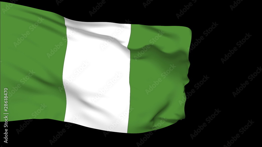 Nigeria flag slowly waving. Alpha included. Seamless loop. Nigeria flag slowly waving. Alpha included. Seamless loop.