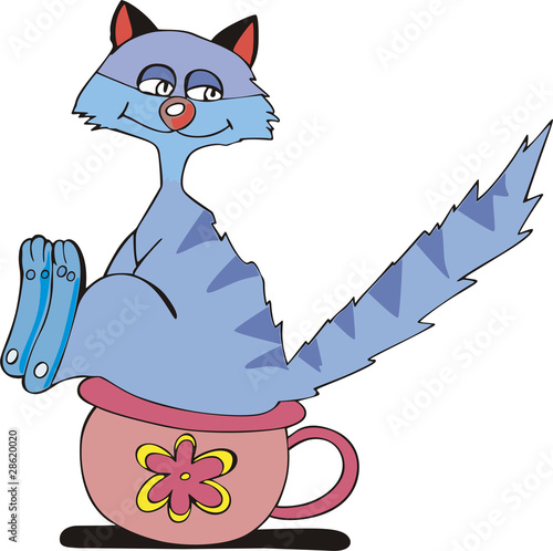 Cat pissing on a pot