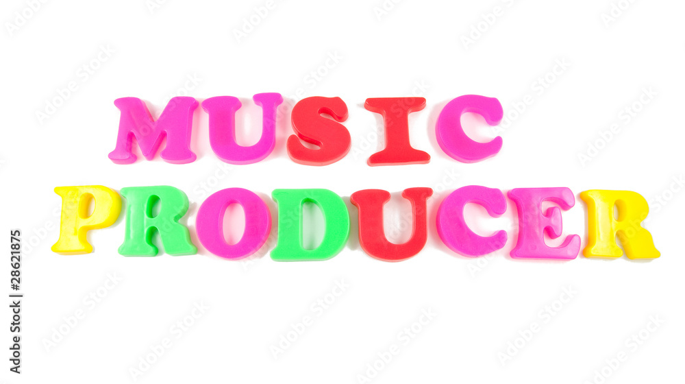 music producer written in fridge magnets on white background music producer written in fridge magnets on white background