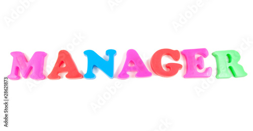 manager written in fridge magnets on white background