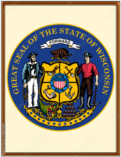 USA state wisconsin seal emblem coat