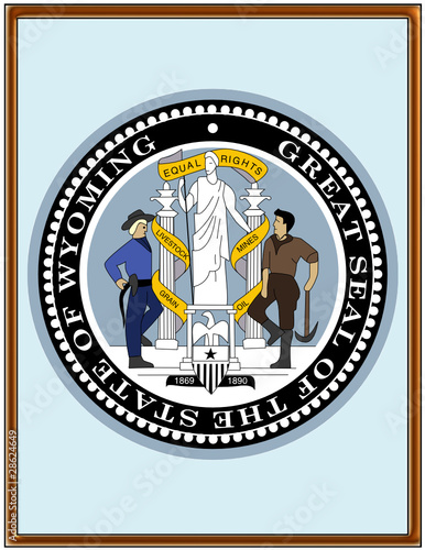 USA state wyoming seal emblem coat