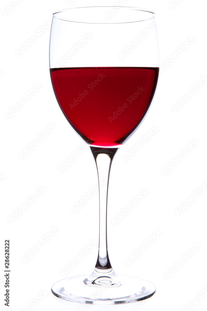 Glass of red wine over white background Glass of red wine over white background