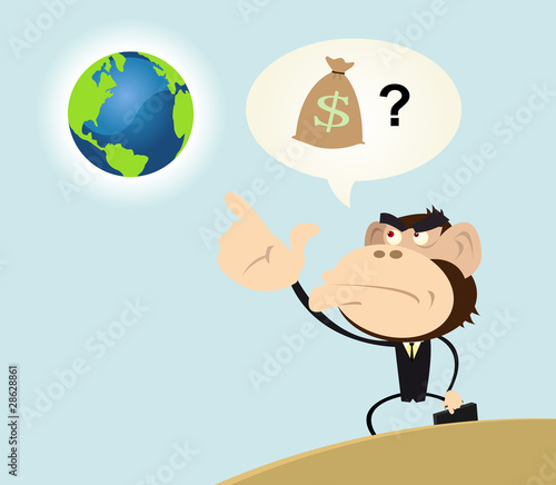 Businessman Monkey on Earth