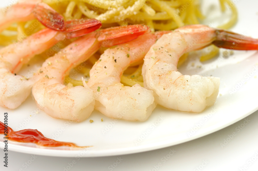 Spaghetti with shrimps Spaghetti with shrimps