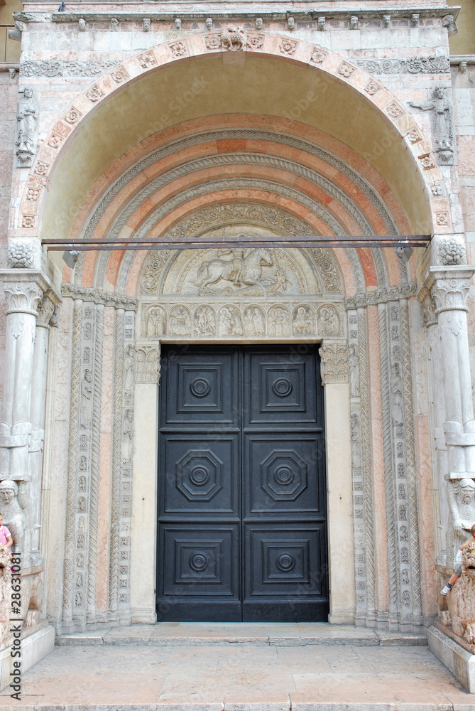 Italy Ferrara St George’s cathedral main door