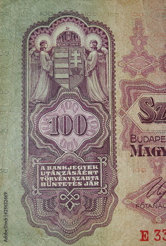 money - Magiar 1930 - 100 Pengo - detail photo