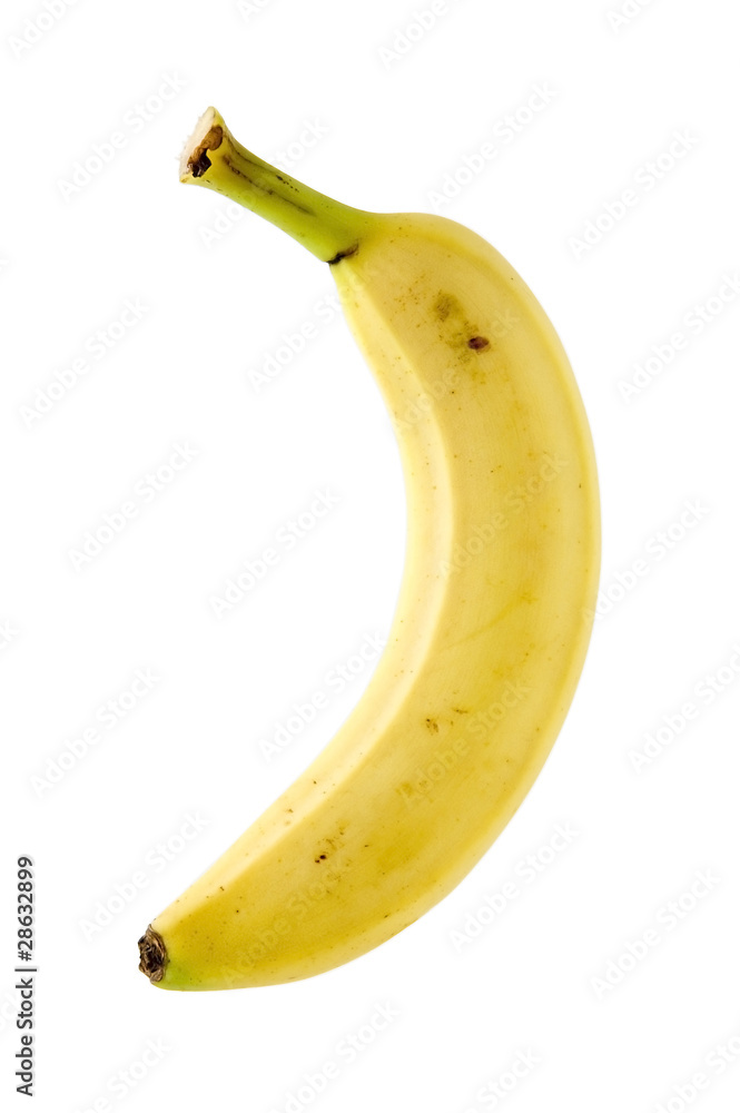 白背景にバナナのアップ