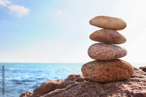 Zen stones by the sea