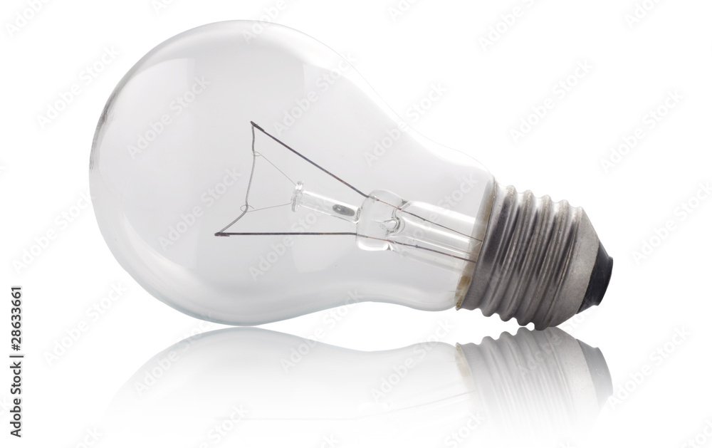 light bulb and reflections isolated on white background light bulb and reflections isolated on white background