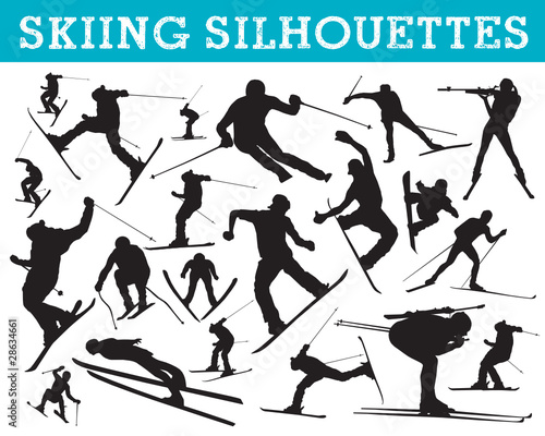 Skiing silhouettes