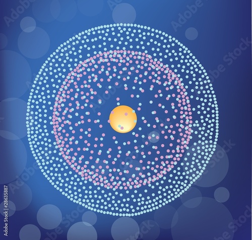 beryllium atom structure blue background