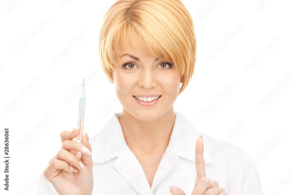 attractive female doctor with thermometer attractive female doctor with thermometer