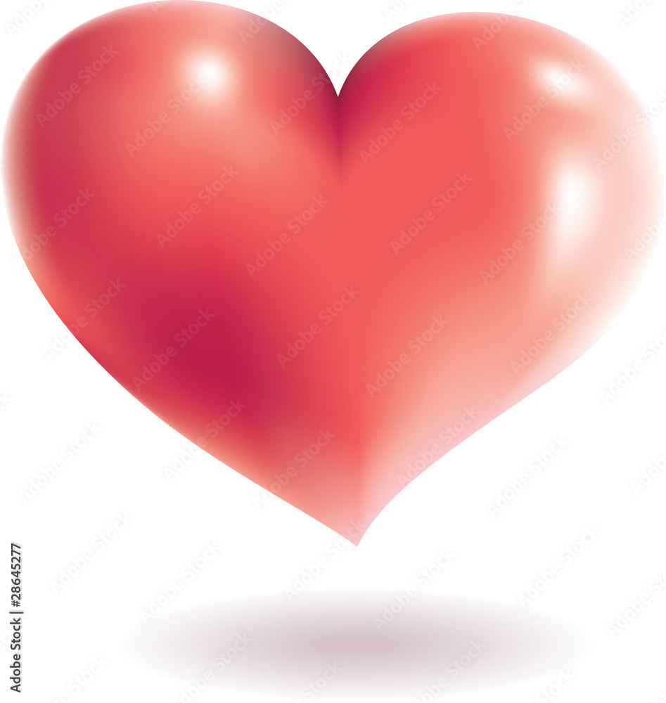 Red heart vector illustration isolated on white background Stock Vector ...