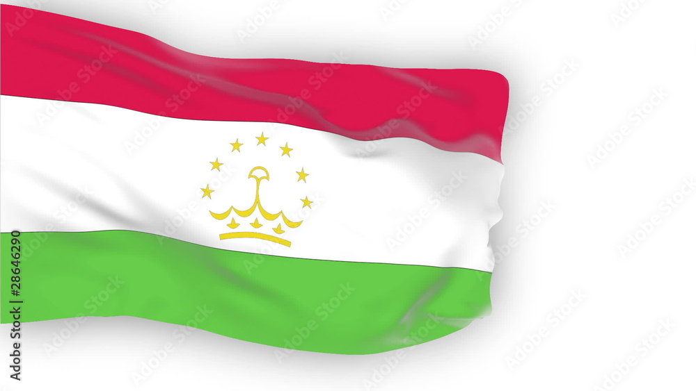 Tajikistan flag slowly waving. White background. Seamless loop. Tajikistan flag slowly waving. White background. Seamless loop.