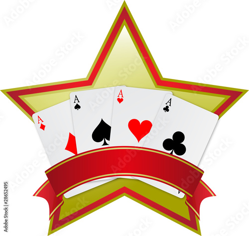four aces card with ribbon