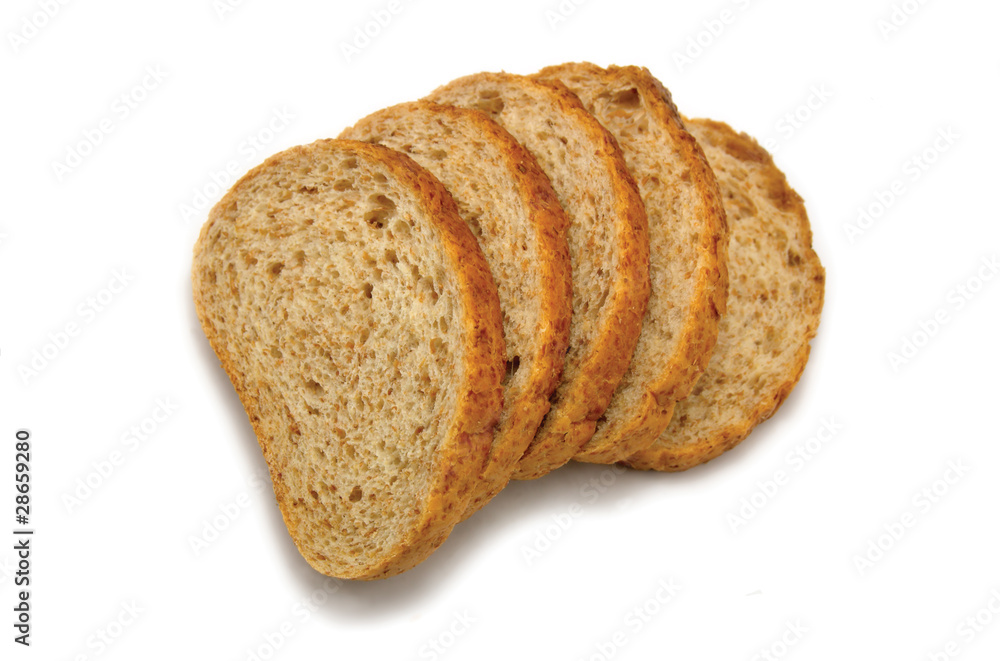 Sliced Bread Slices Stack Isolated Closeup