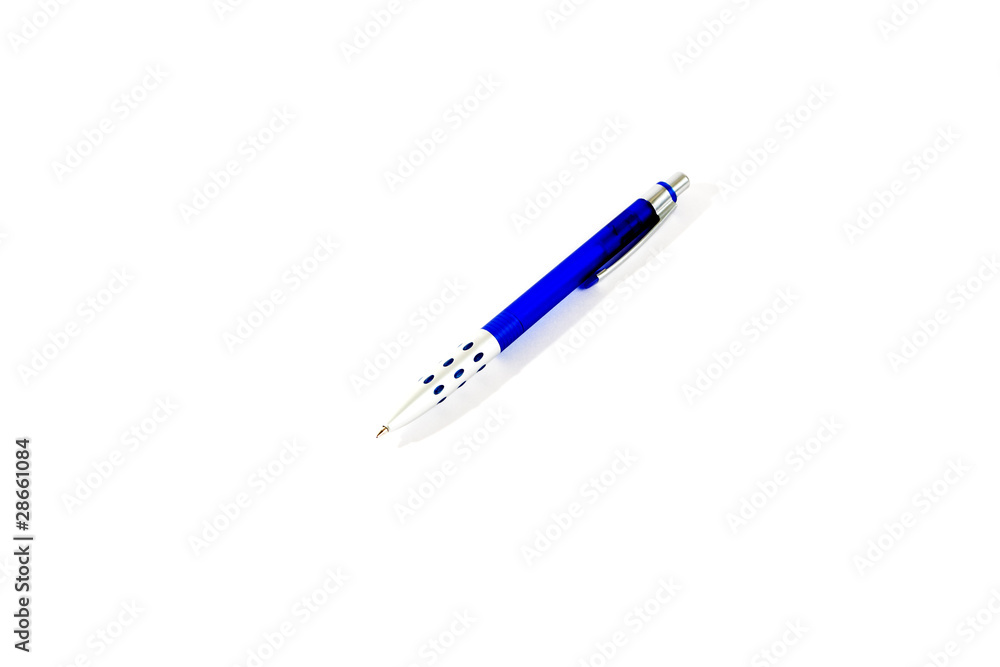 Isolated blue pen on a white background Isolated blue pen on a white background