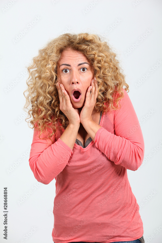 Portrait of woman with surprised look Portrait of woman with surprised look
