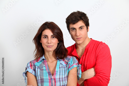 Portrait of couple with serious look