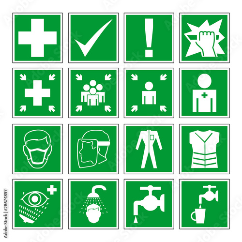Green emergency signs vector