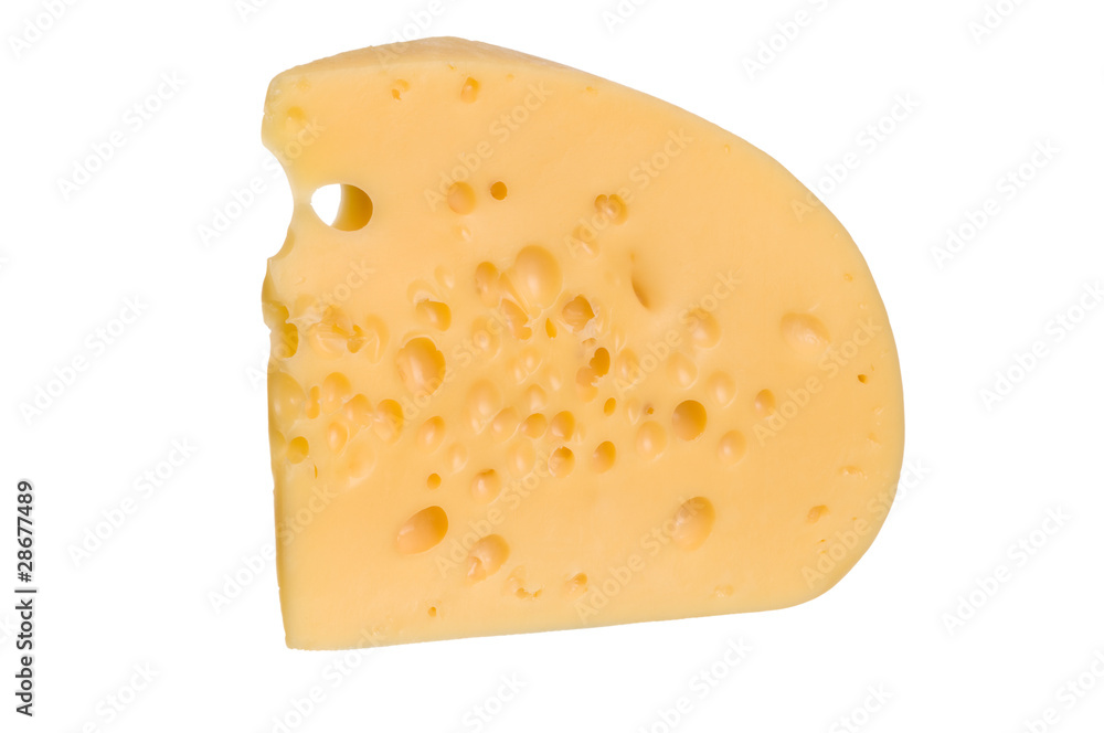 Yellow slice of cheese isolated Yellow slice of cheese isolated