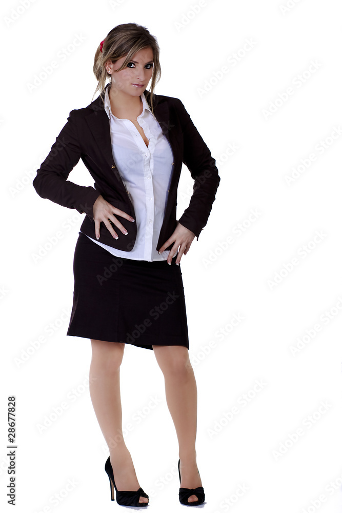 Fototapeta premium Geschäftsfrau stehend mit Rock und Bluse
