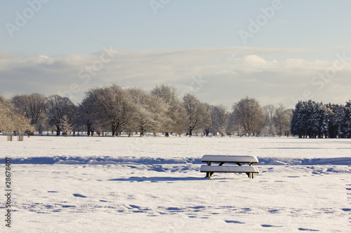 Picnic table in winter