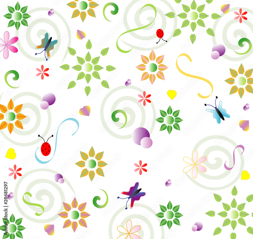 Spring repeating floral pattern with flowers, vector Spring repeating floral pattern with flowers, vector