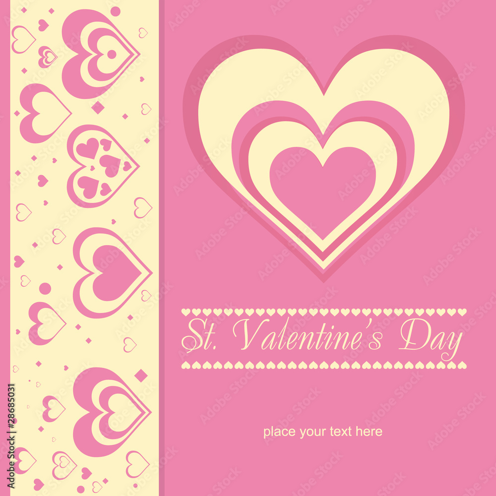 Pink Valentines retro card