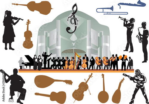 large isolated orchestra illustration