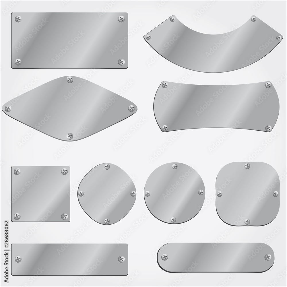 vector metal plates set,  fully editable - obrazy, fototapety, plakaty 