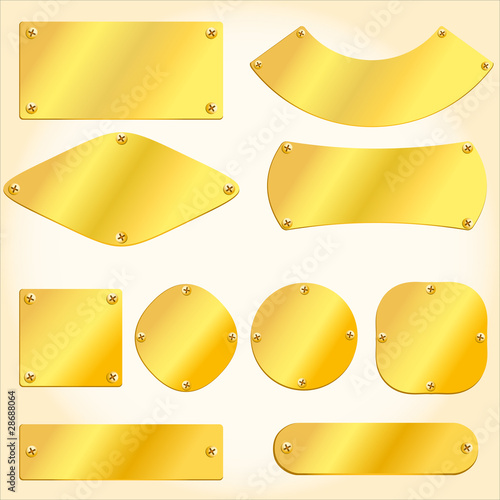 Old golden plates and signboards
