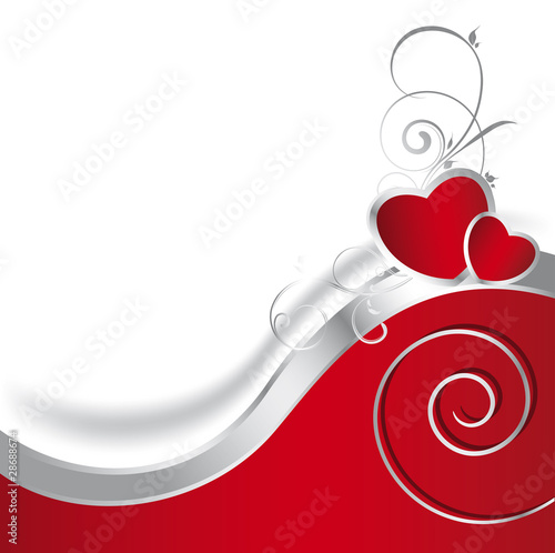 Rote Herzen mit Spirale für Grusskarte